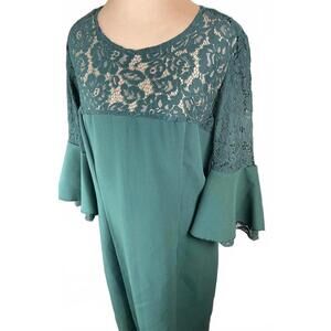Hope & Harlow Women's Green Lace Detail Dress Size 8